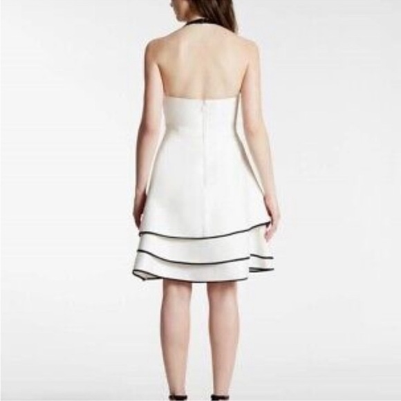 Halston Heritage Structured White Halter Skater Style Dress size 4 - Picture 2 of 14